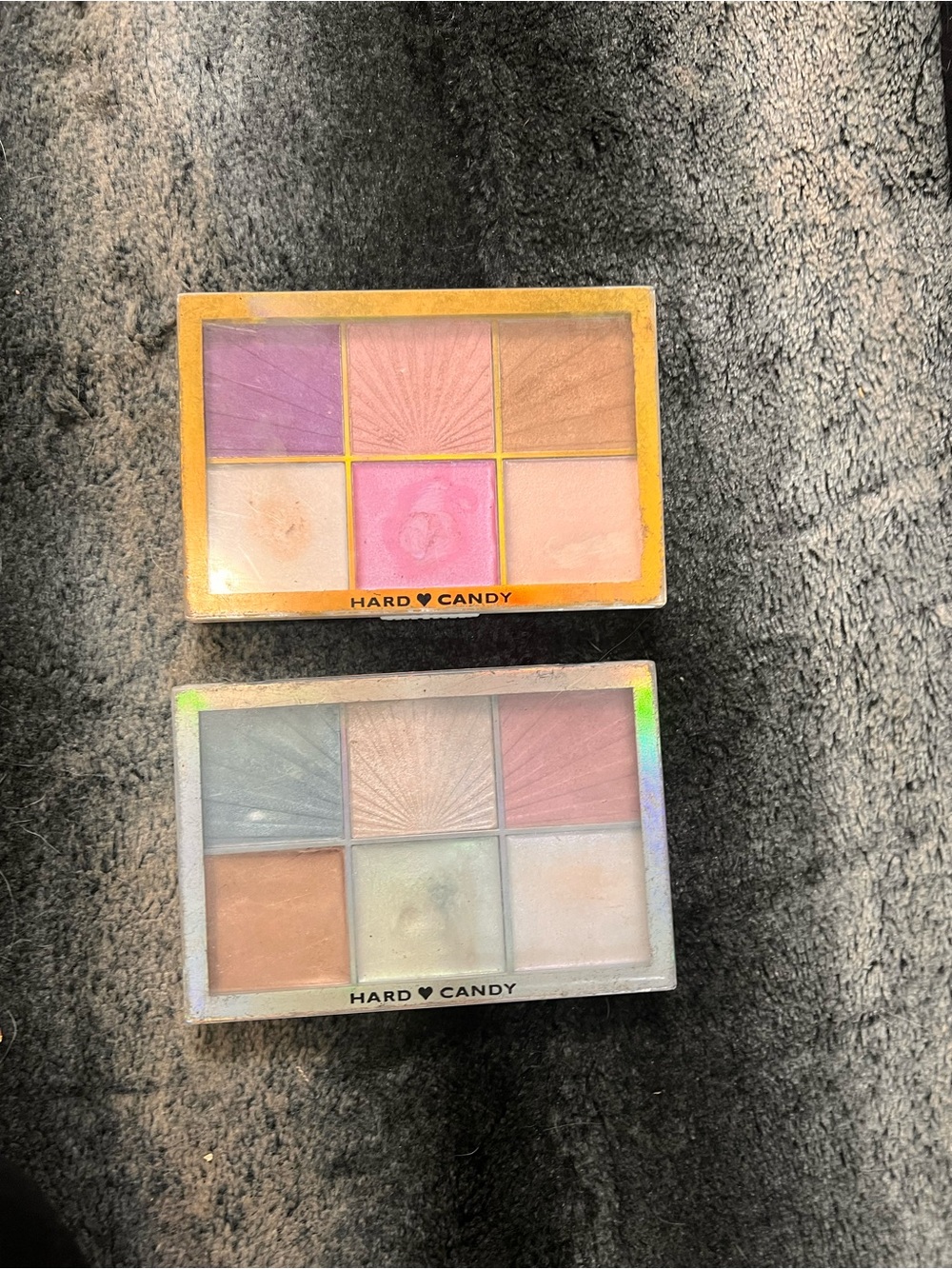 Hard Candy Highlight & Blush Duo Palette — Pink, Purple, Peach, Blue, Green